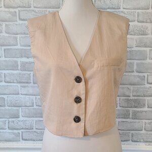 Mustard Seed 3 Button Vest NEW Small Cream Layering Preppy Acadamia Staple